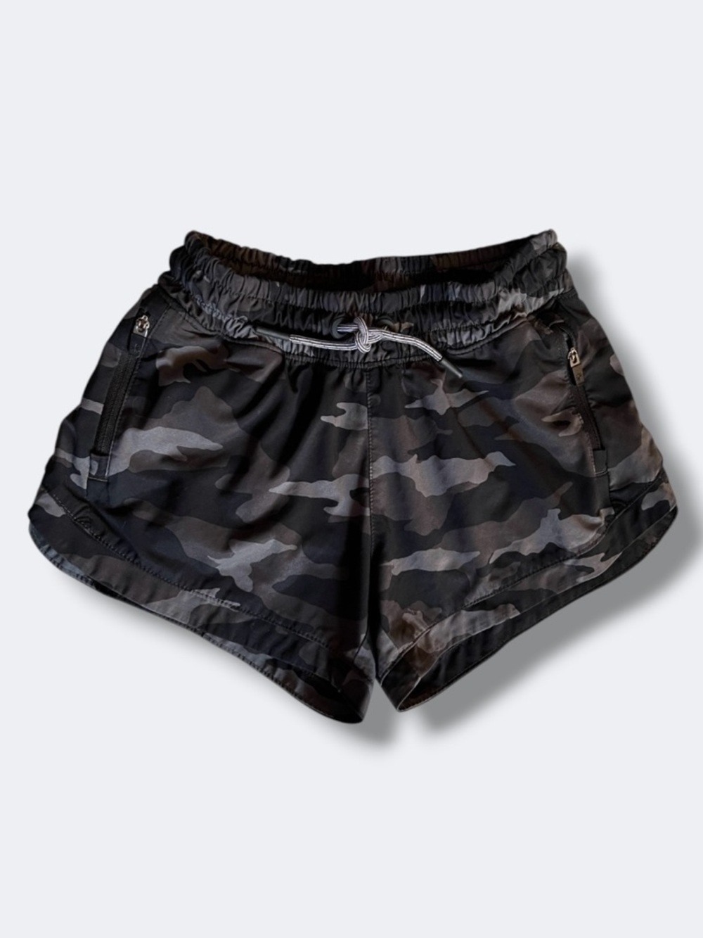 Athleta Girl Shorts Girls 7 Black Camo All Play 3” Lined Running Pocket Sporty